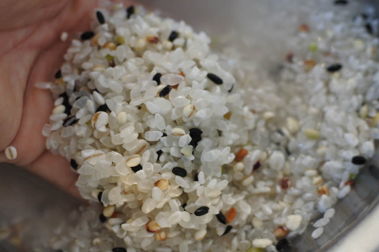 雑穀米　洗わずに浸水させる